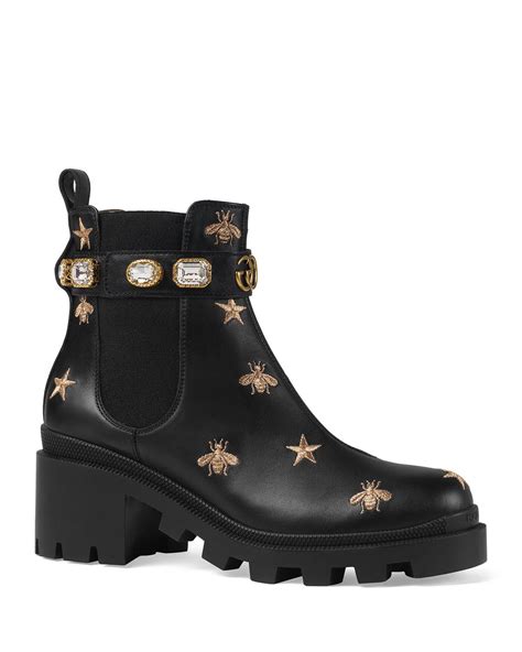 black gucci bee boots|Gucci bee platform sneakers.